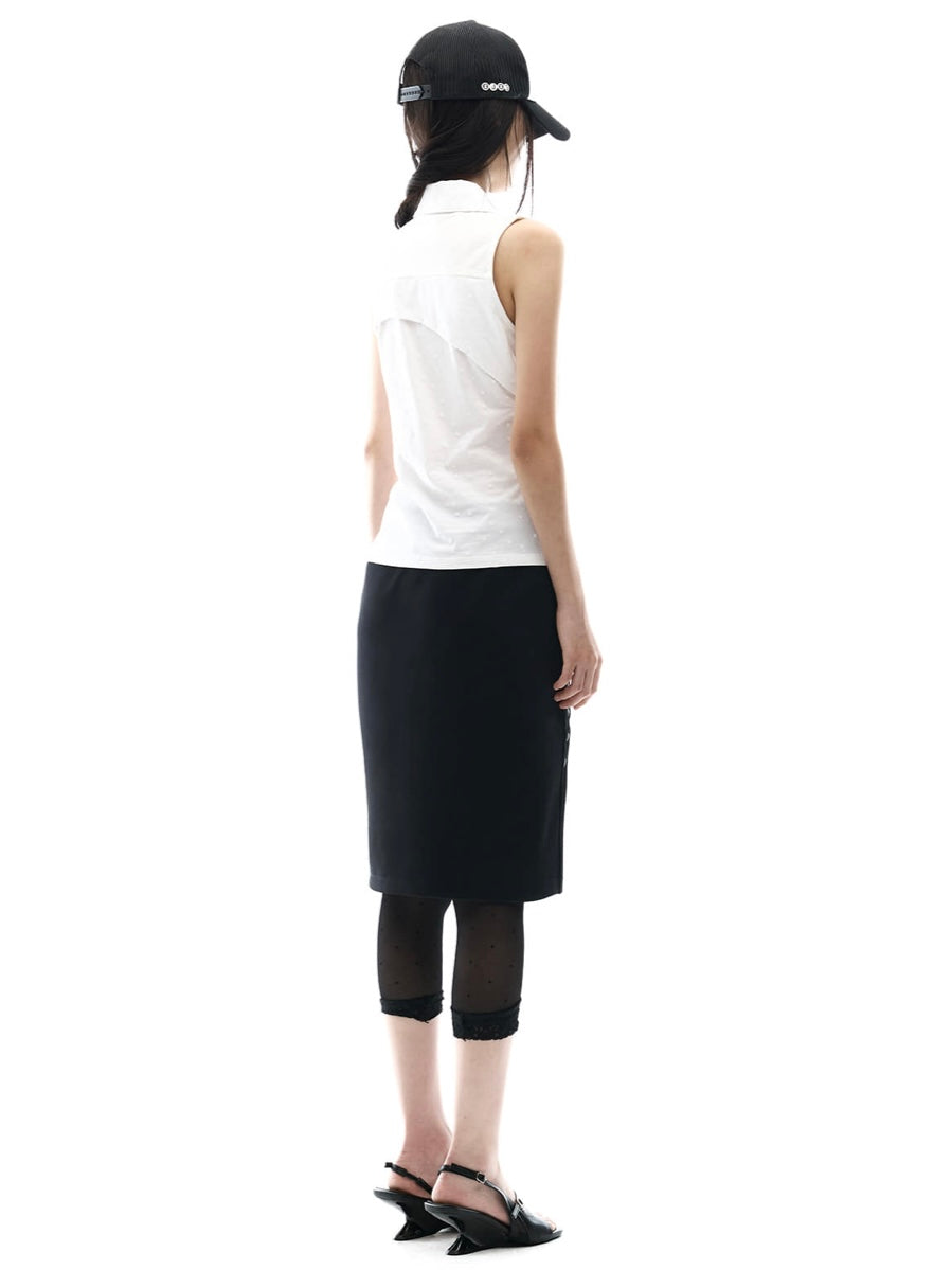 【OJOS】Curved Cut Collar Tank