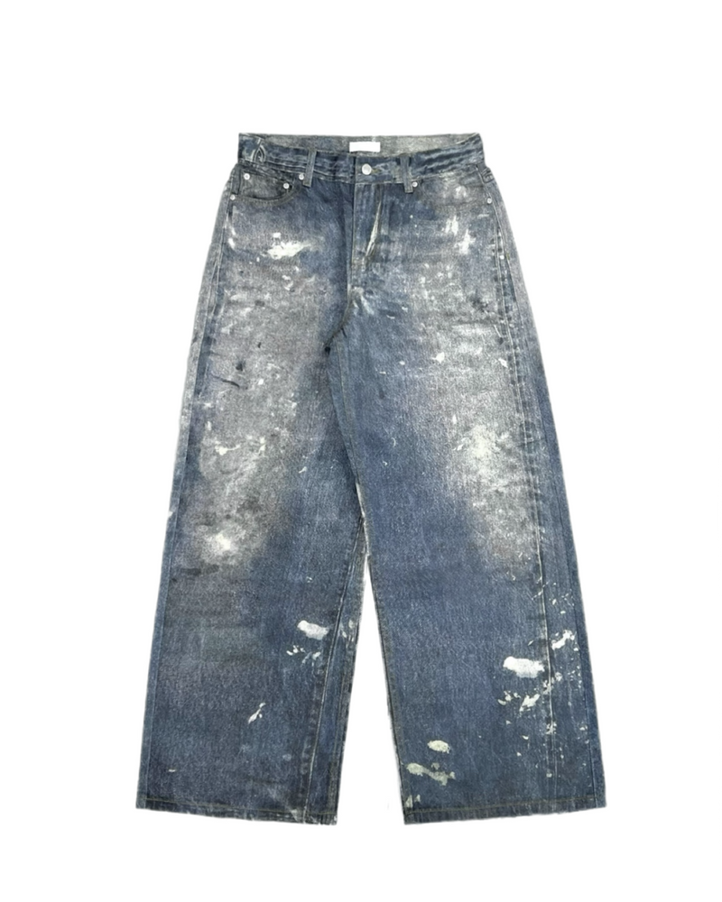 受注制【Chikashitsu +】digital print wide denim pants