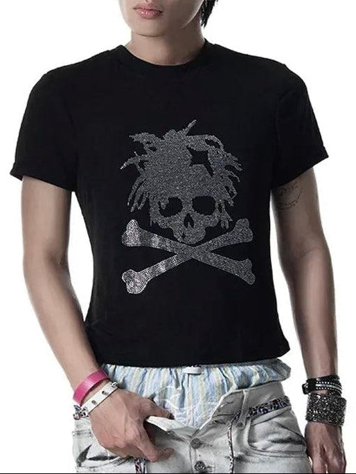 【CH2】MOREFLEX RHINESTONE SKULL TSHIRT