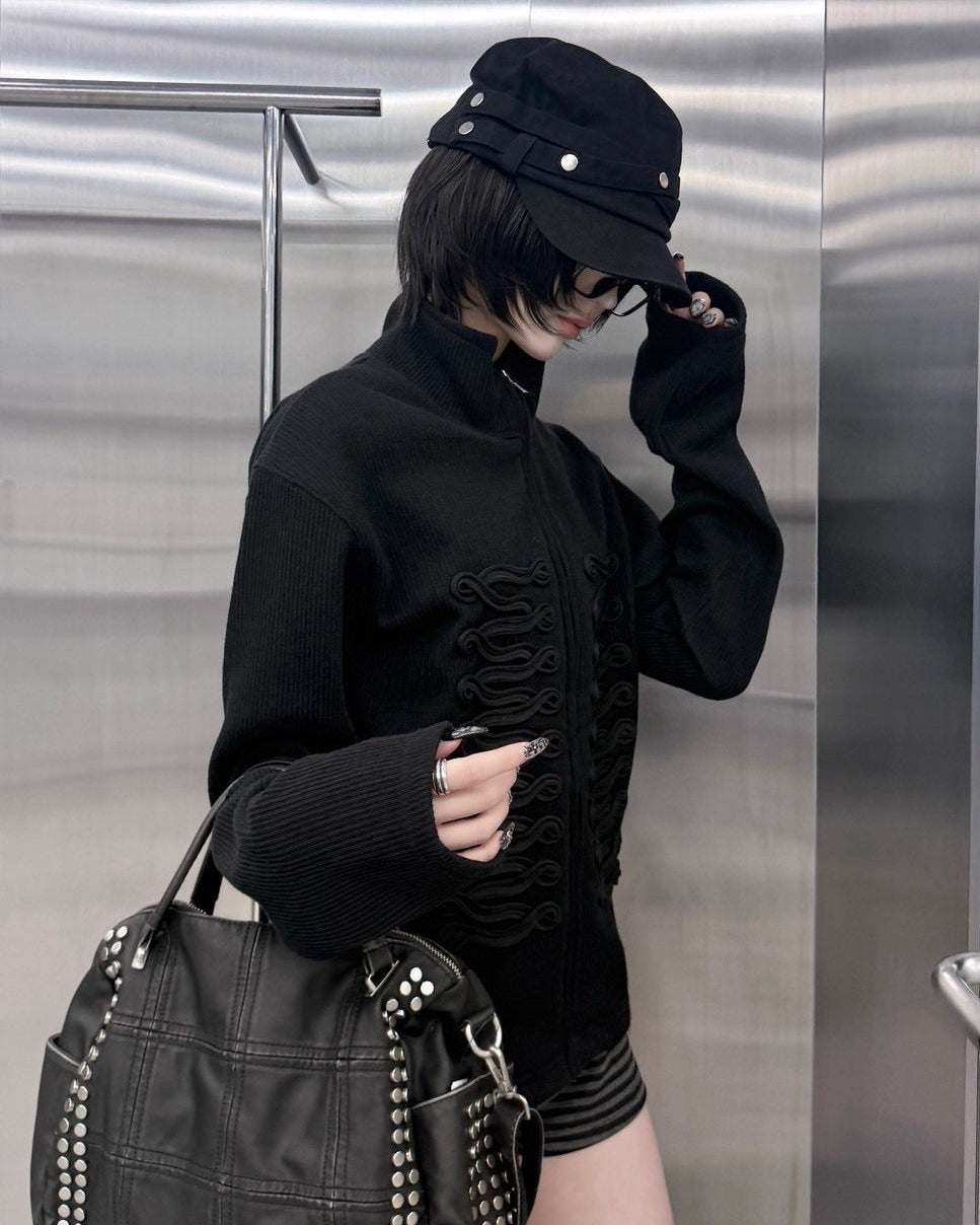 受注制【nmtc+】Napoleon Detail Rib Knit Zip Up Jacket (2color)