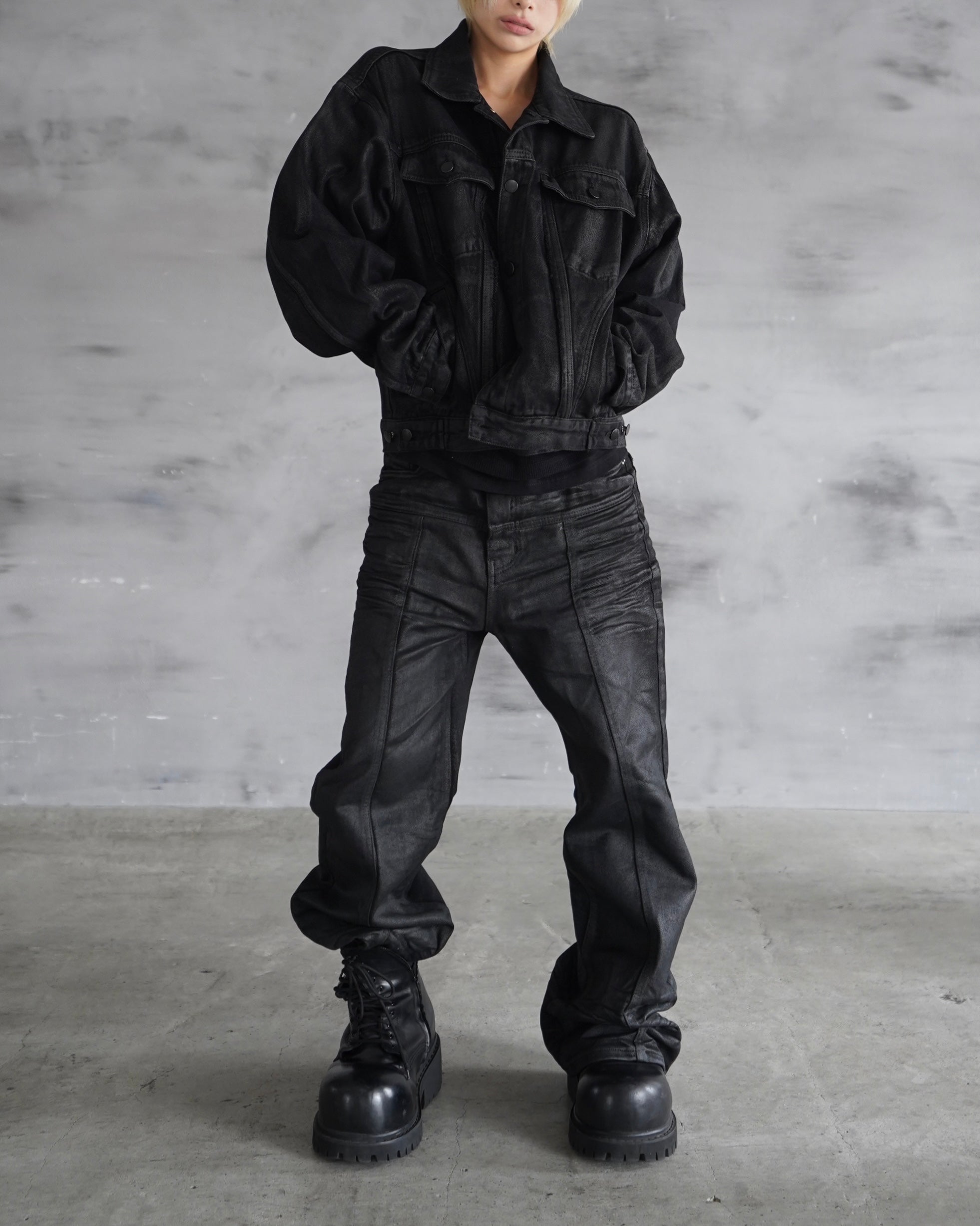 【CHIKASHITSU PLUS HIGH】Washed coating denim jacket