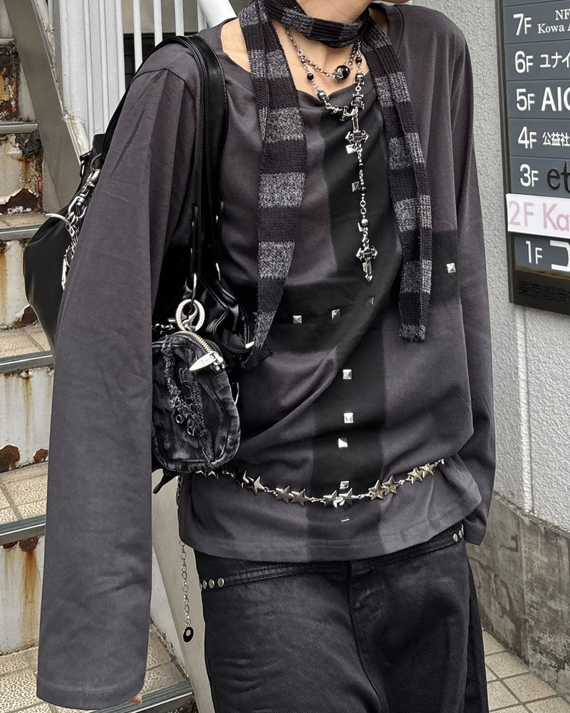 受注制【Never mind the XU】cross print long sleeve (2color)