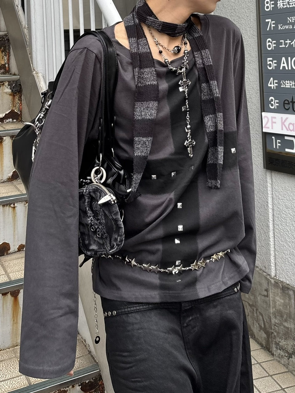 受注制【Never mind the XU】cross print long sleeve (2color)