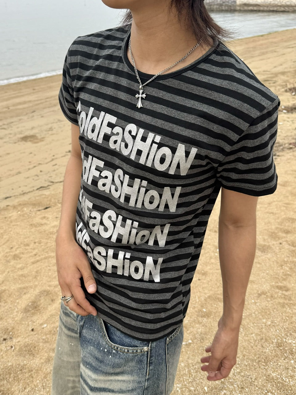 国際配送【RENOL】stripe logo tee