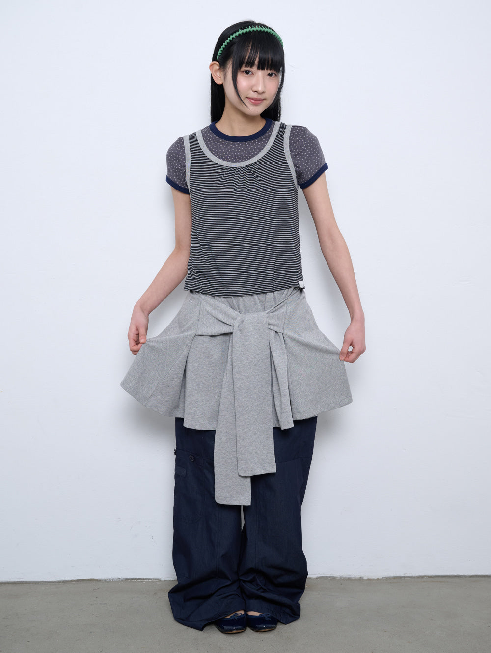 6/8 21:00発売【TUOMIO】STRIPE TIE DRESS