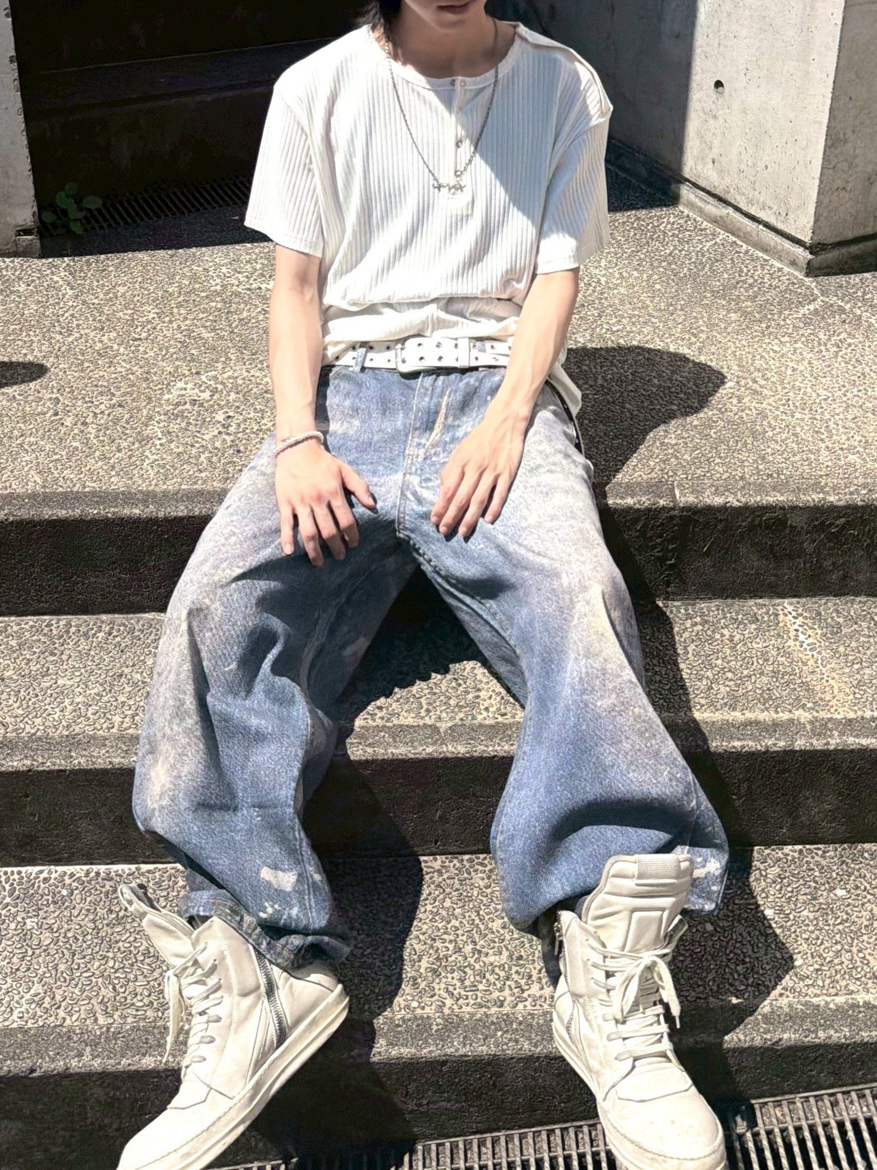受注制【nmtc+】Shoulder Henley Eyelet Tee (3color)
