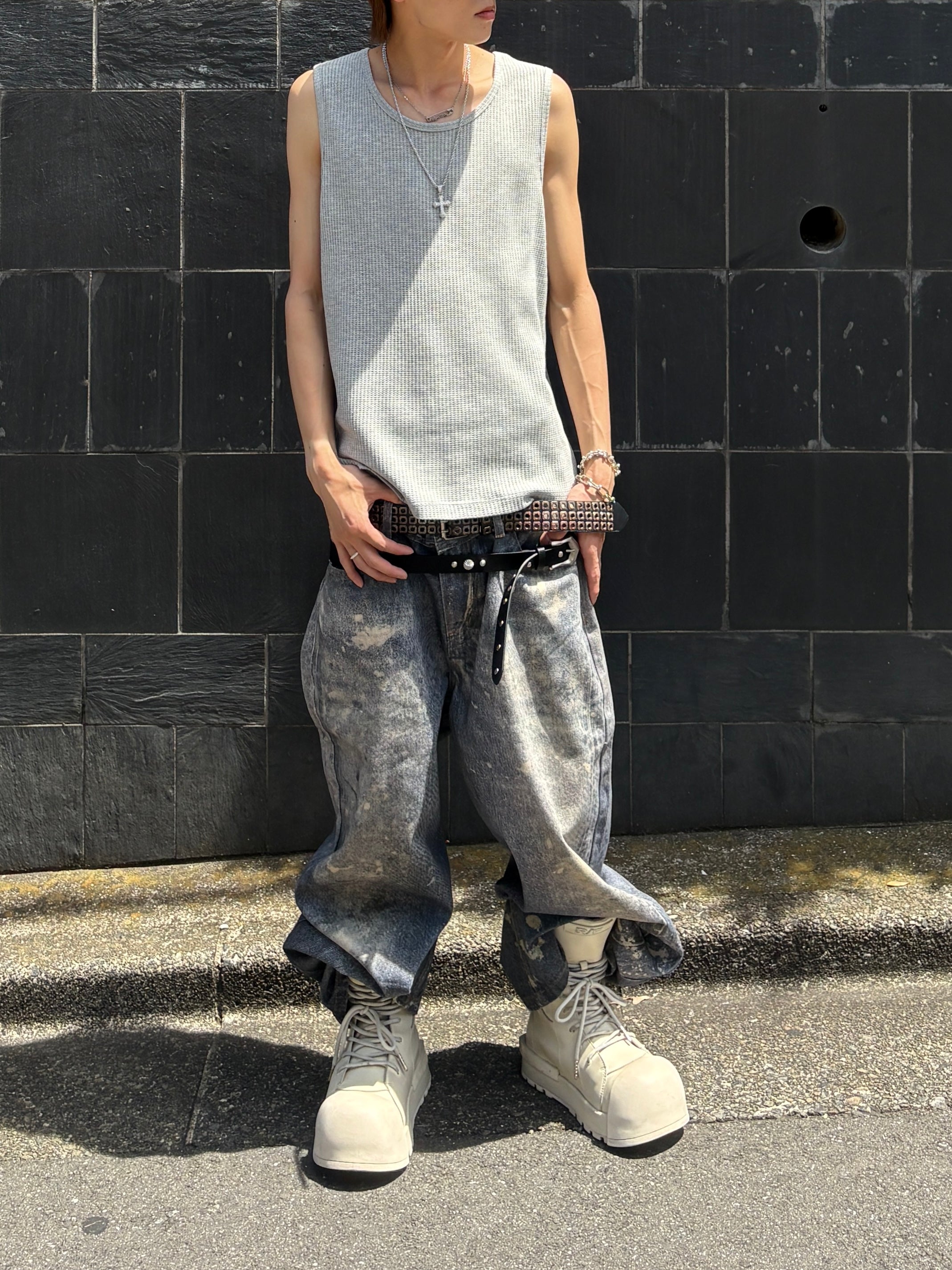 受注制【youll】Waffle tank top (3color)