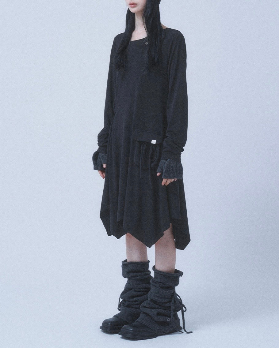 【TUOMIO】BOAT NECK JERSEY DRESS