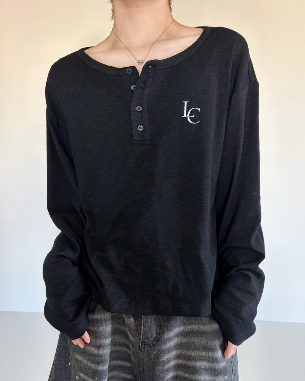 【LUV CODE】LC Button henley long sleeve tee (3color)