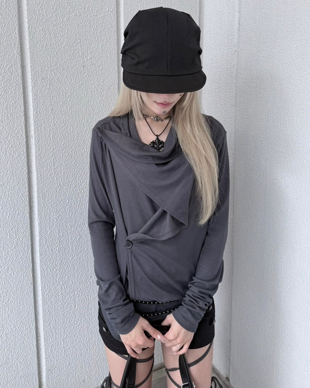 受注制【nmtc+】Layered Drape Cardigan