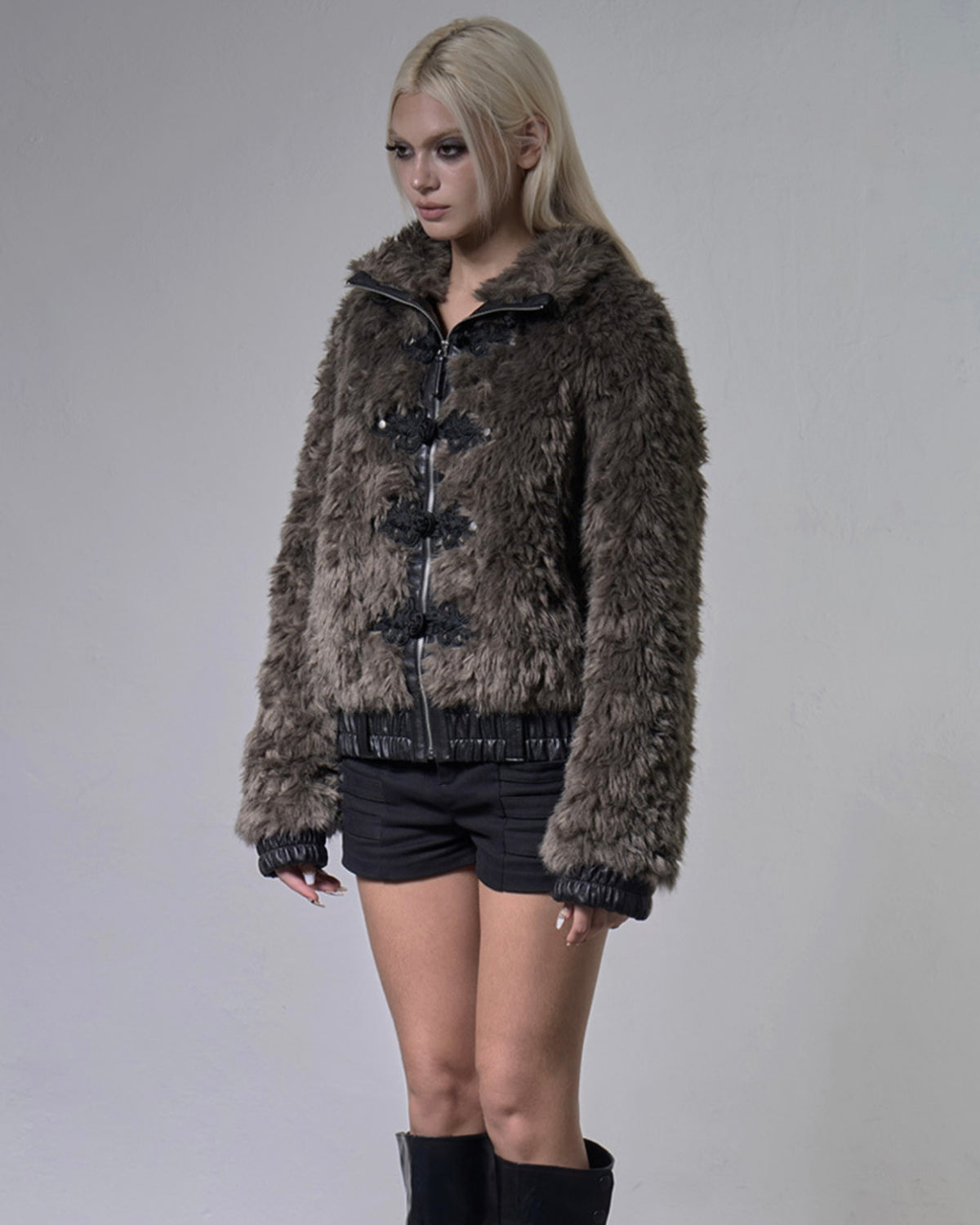 【FANCY CLUB】TOGGLE LEATHER FUR JACKET