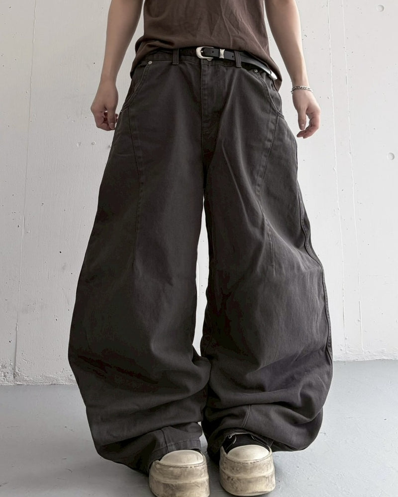 受注制【LUV CODE】curved denim pants (2color)