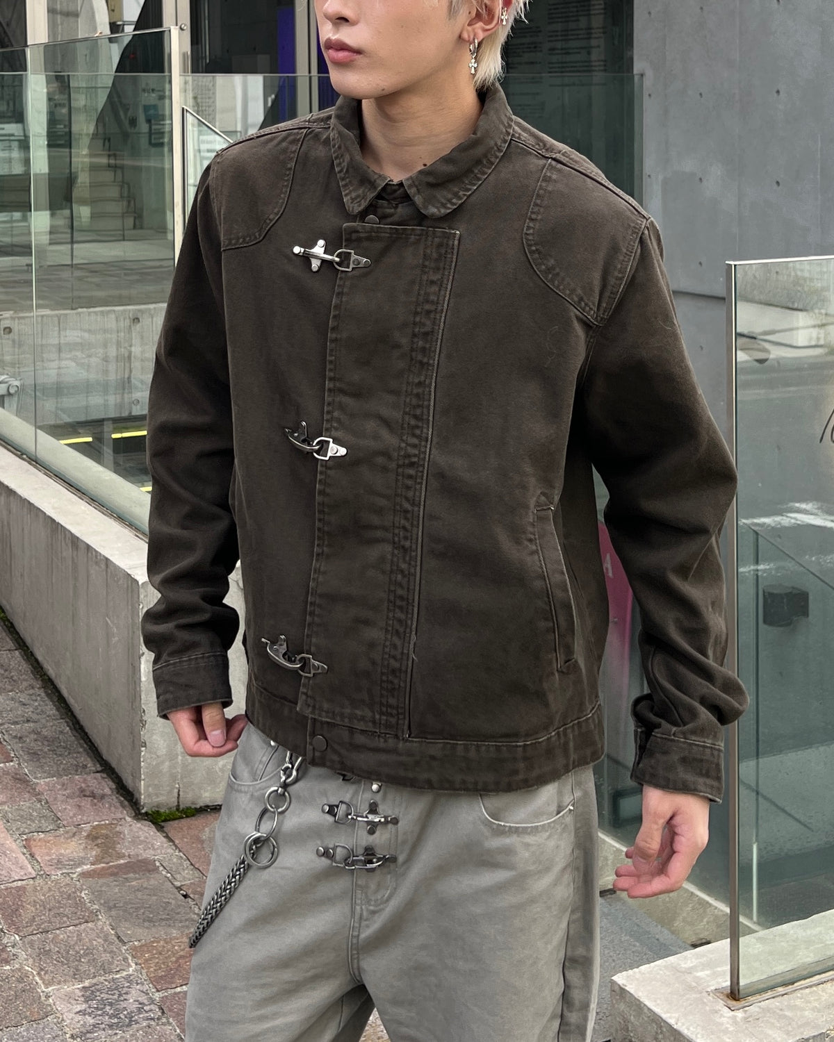 大阪店WEB限定受注制【Chikashitsu +】design hook cropped jacket (3color)
