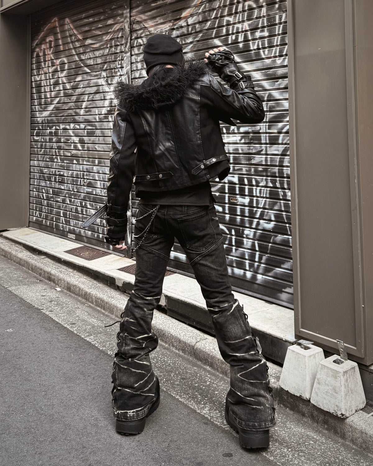 受注制【Never mind the XU】Utility Leather Rider Jacket