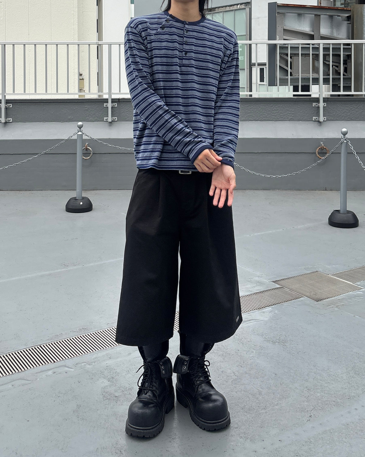 【youll】Asymmetry border henley long sleeve (3color)