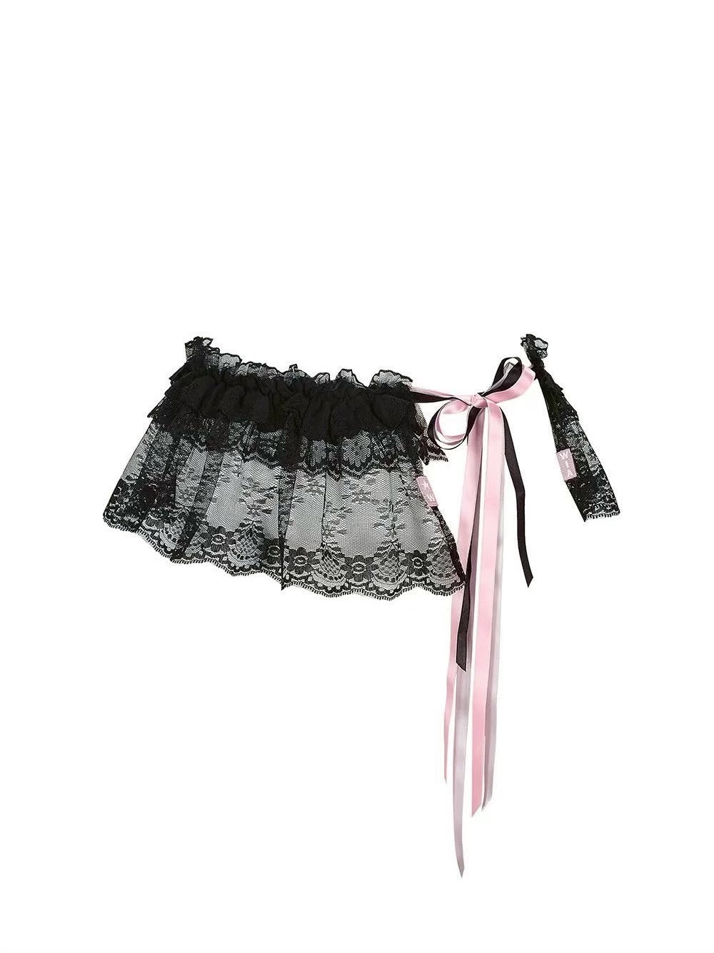 【W.I.A】SMASHED LACE OPEN MINI SKIRT