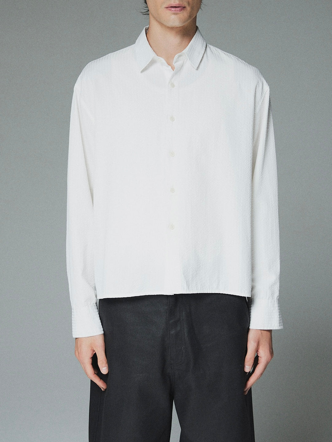【CS】CROPPED STRIPE BUTTON UP SHIRT