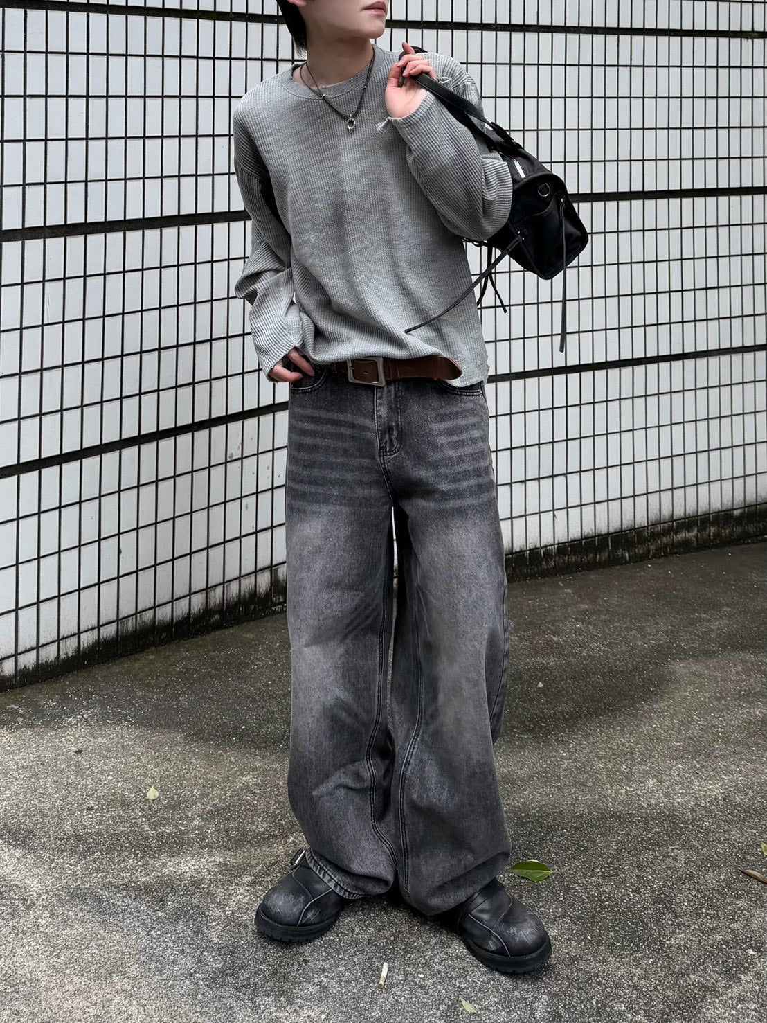 受注制【Chikashitsu +】washed waffle long sleeve (2color)