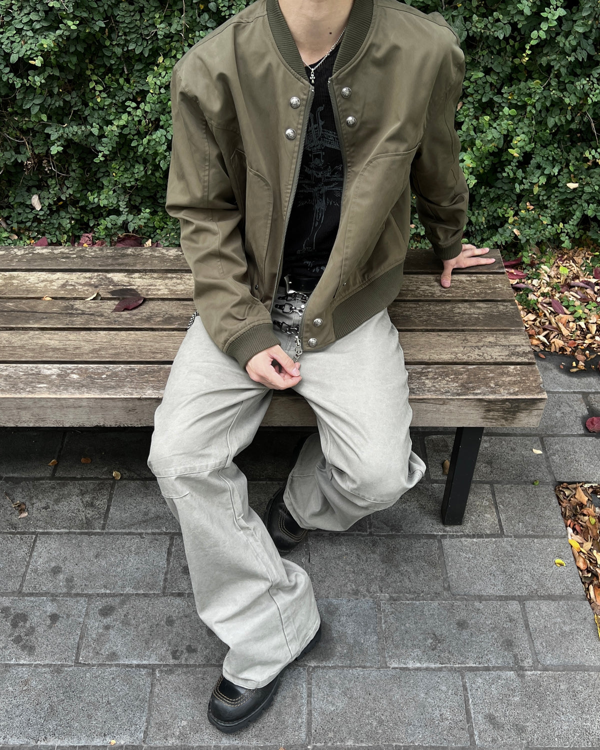 大阪店WEB限定受注制【Chikashitsu +】cropped heavy nylon MA-1 (2color)