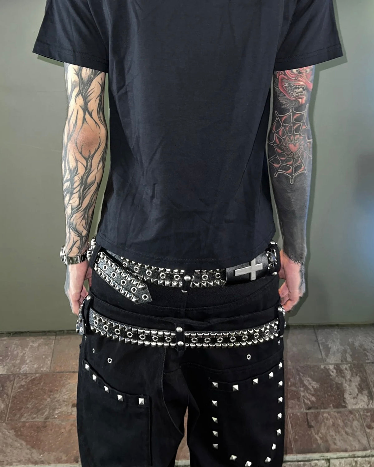 【TYPE SHADE】REAL LETHER W LINNE STUDS BELT