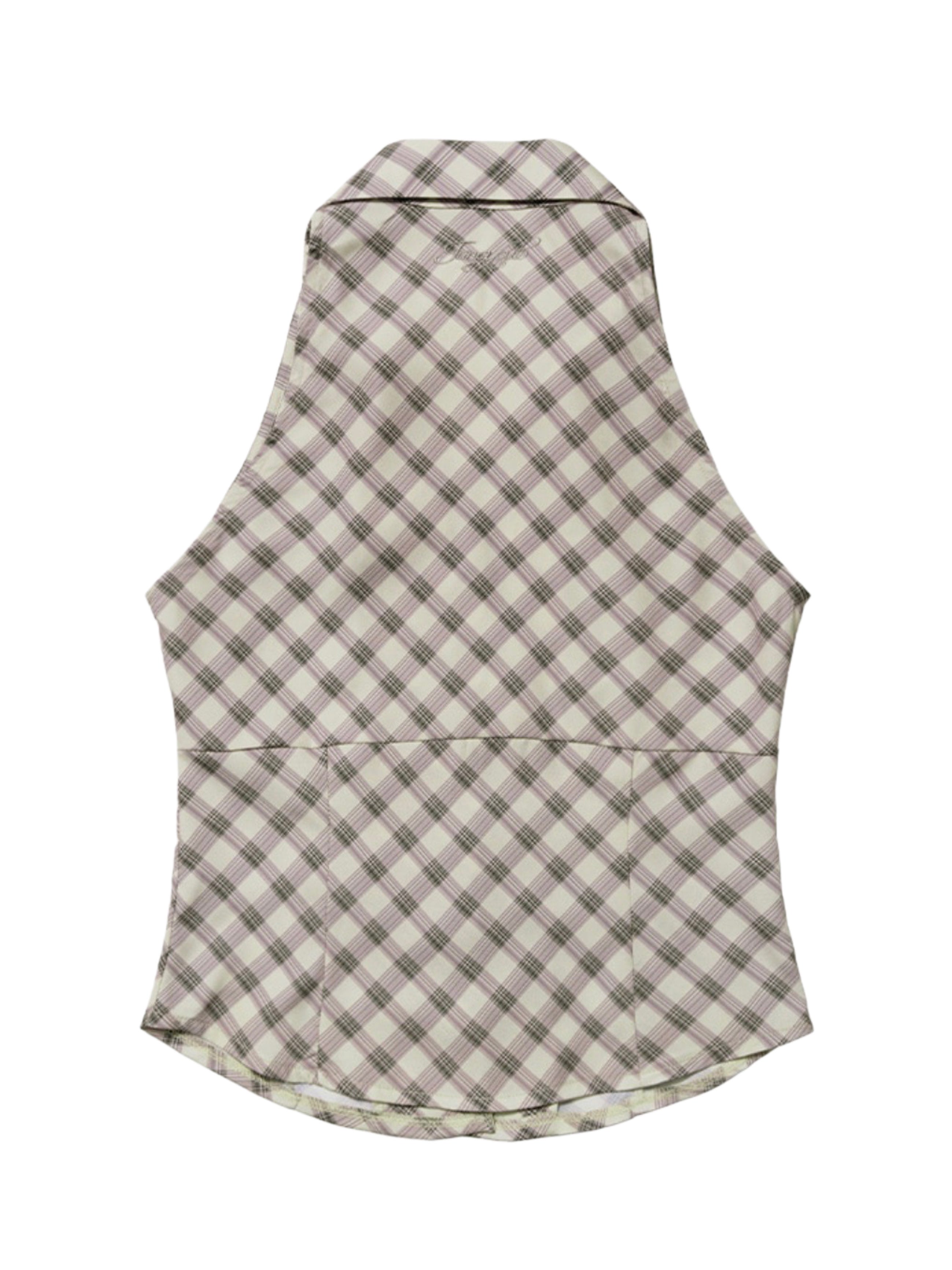 【FANCY CLUB】POCKET CHECK HALTERNECK TOP