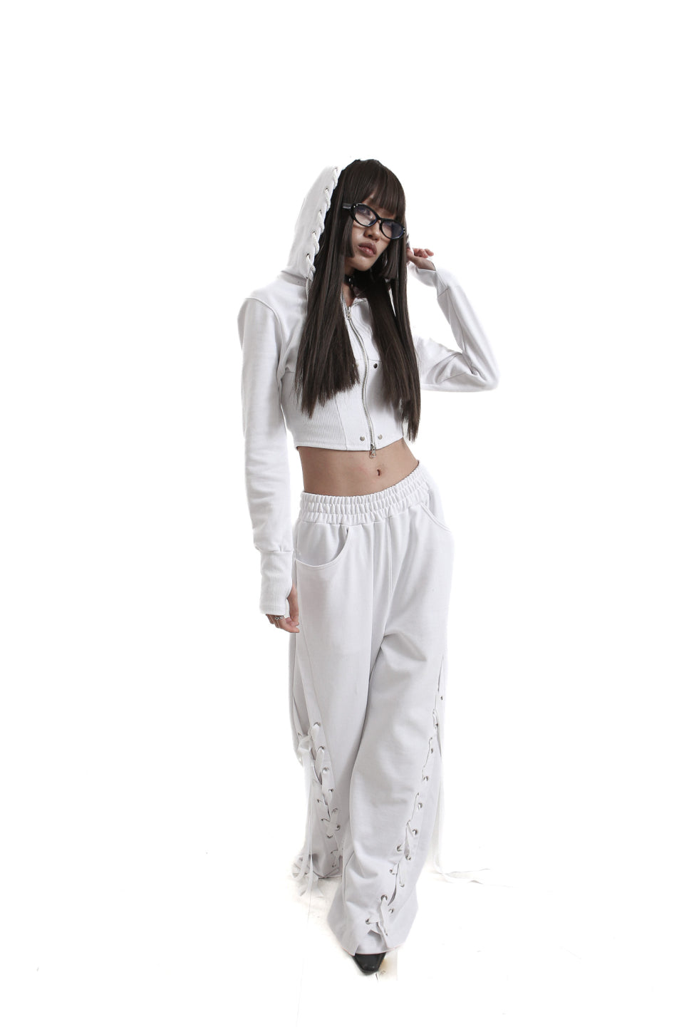 【KAIYA】tie me up hoodie zip-up