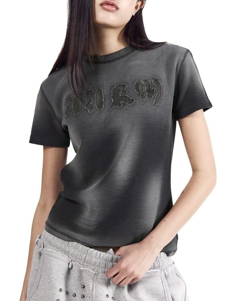 【AAKAM】Reverse Patch Waffle Half Top