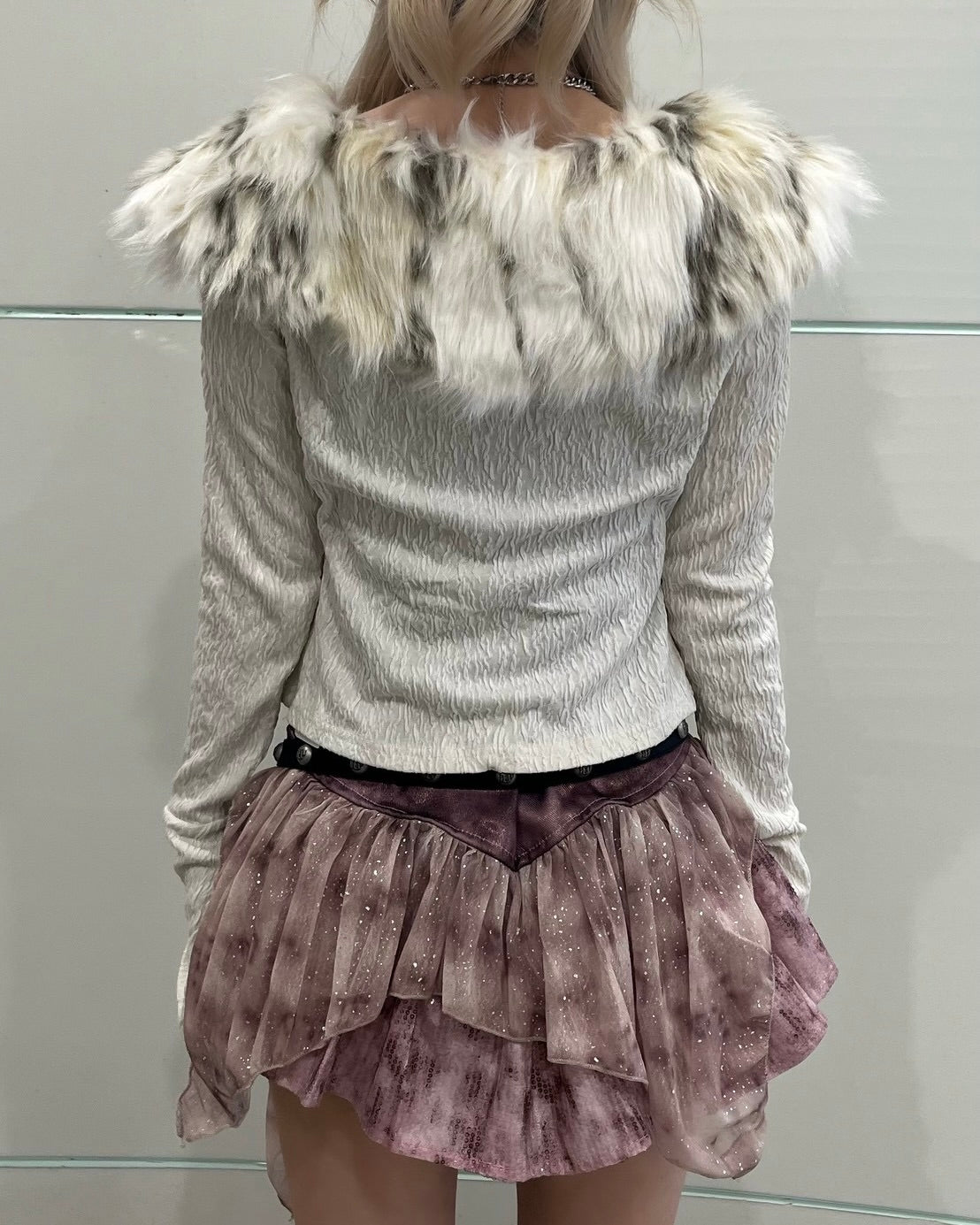 国際配送【BABY09】retro fur cardigan
