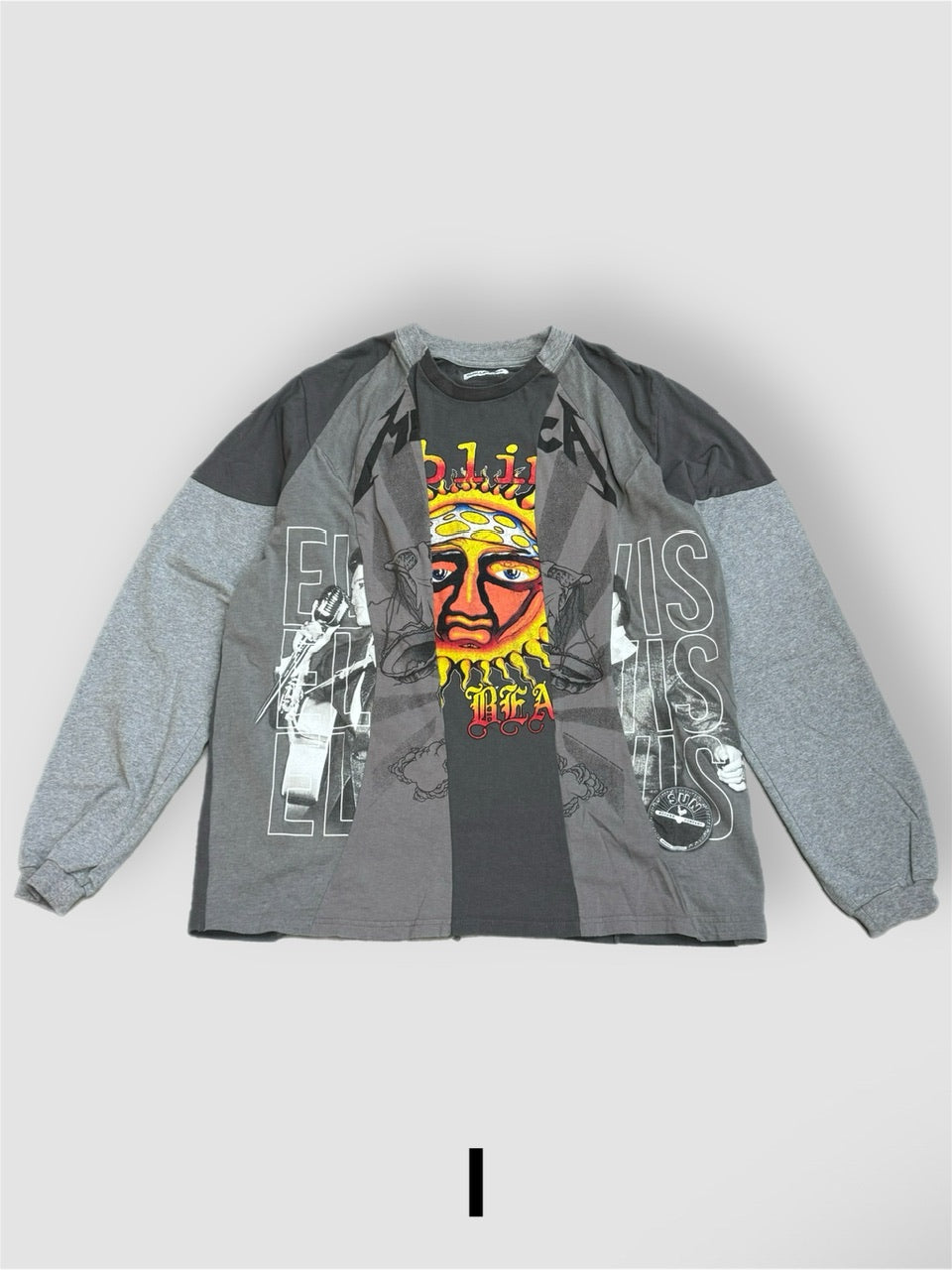 【Re +】cutting switch long sleeve (gray)