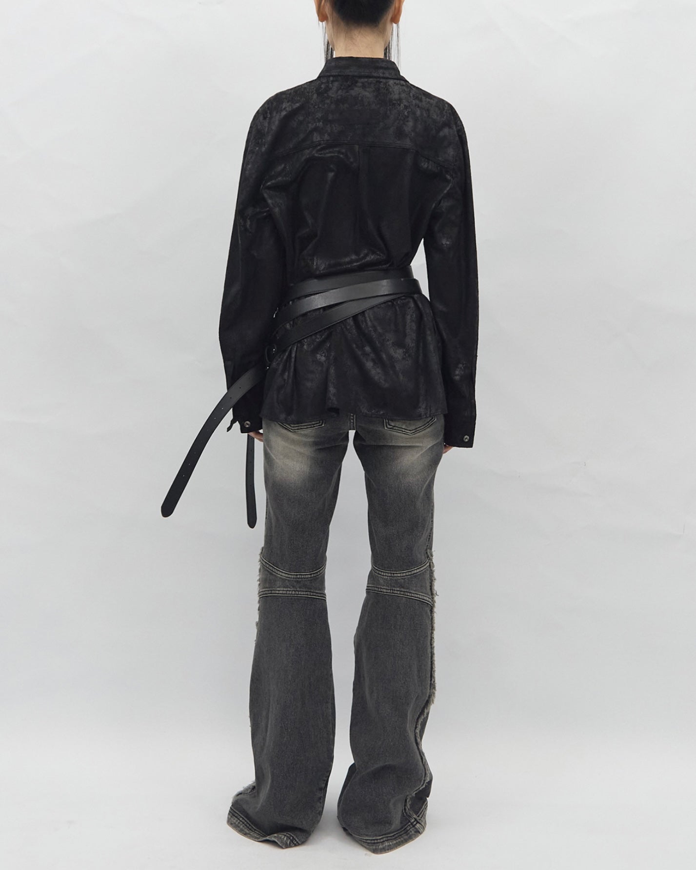 【BLR BLUER】Crush Double Line Washing Denim Pants