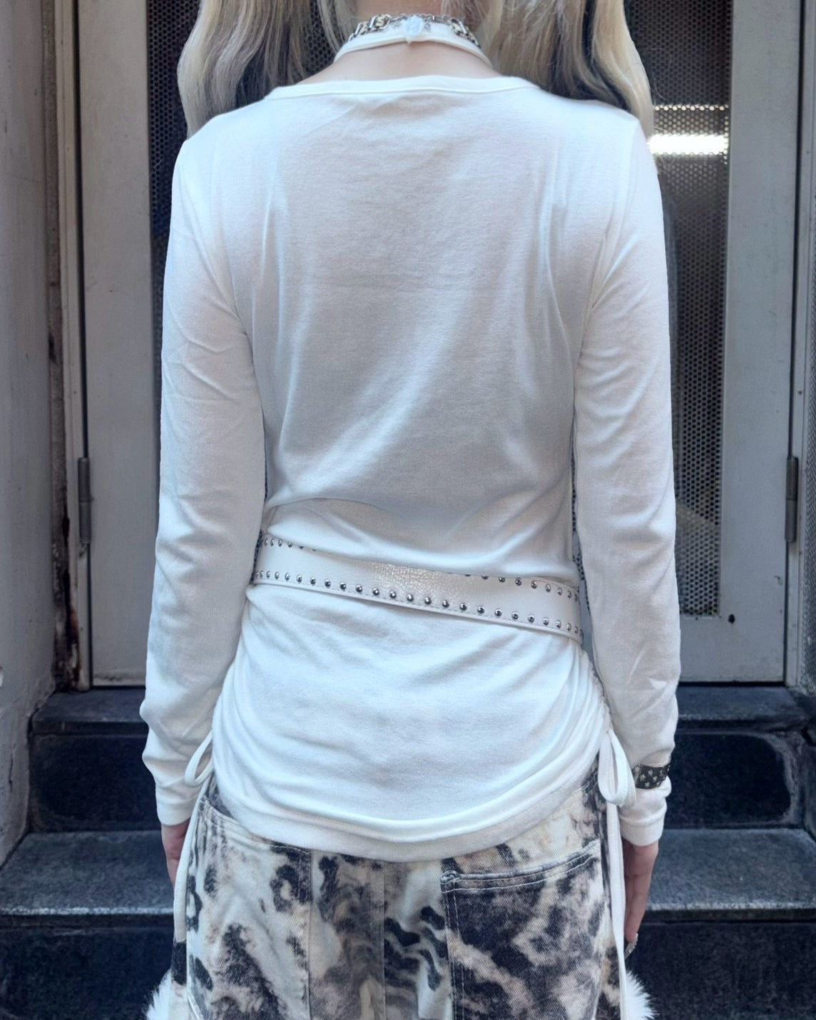 国際配送【BABY09】v-neck ribbon shirring tops