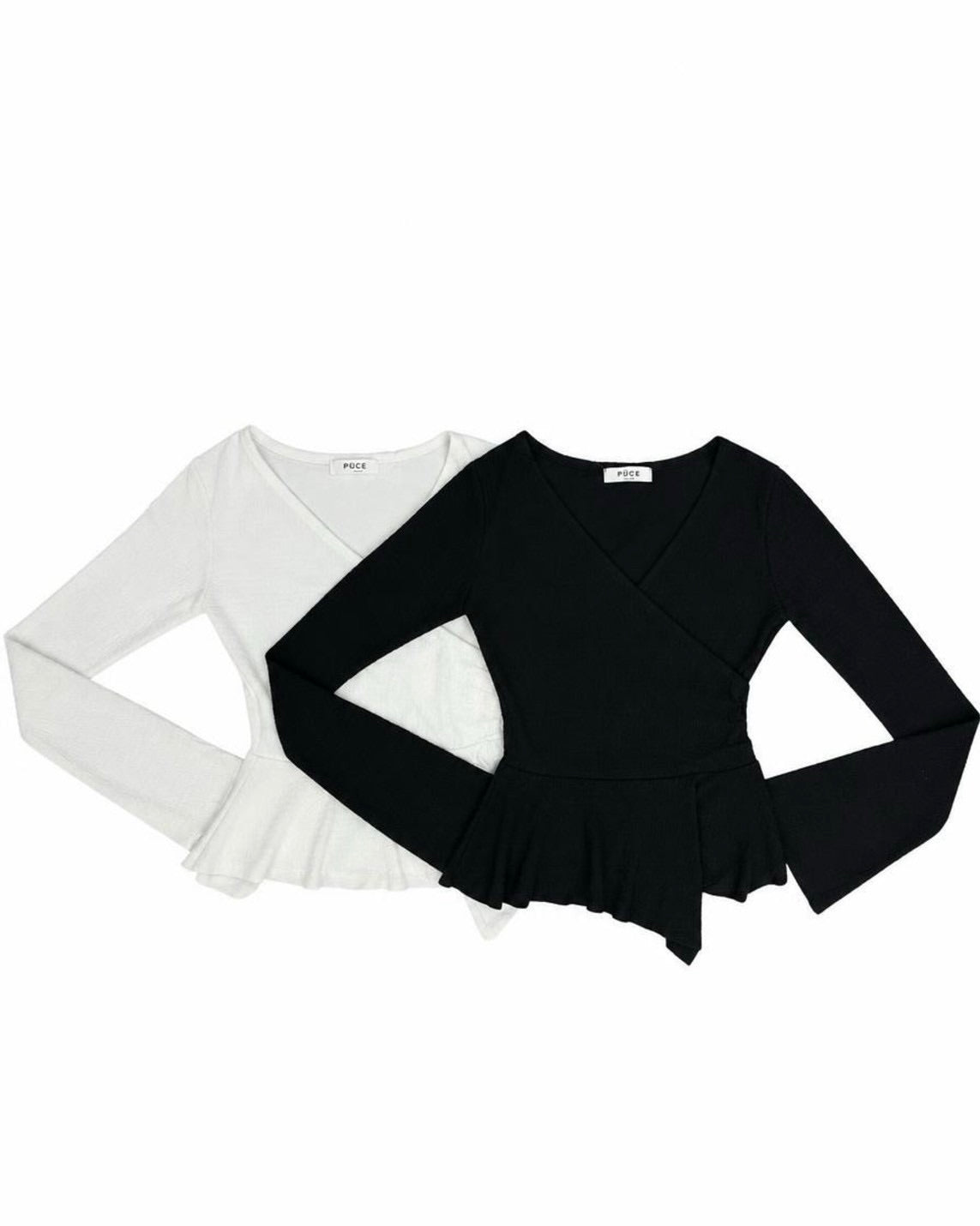 受注制【nmtc+】Draped Peplum Wrap Top (2color)