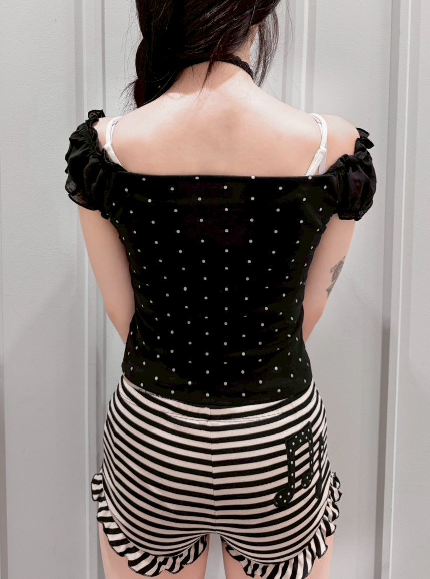 【nmtc+】Dot Lace Ribbon Blouse (2color)