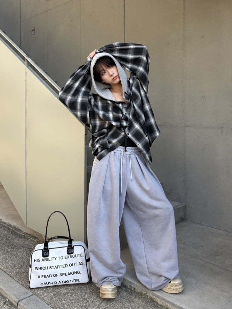 受注制【LUV CODE】line wide sweat pants (2color)