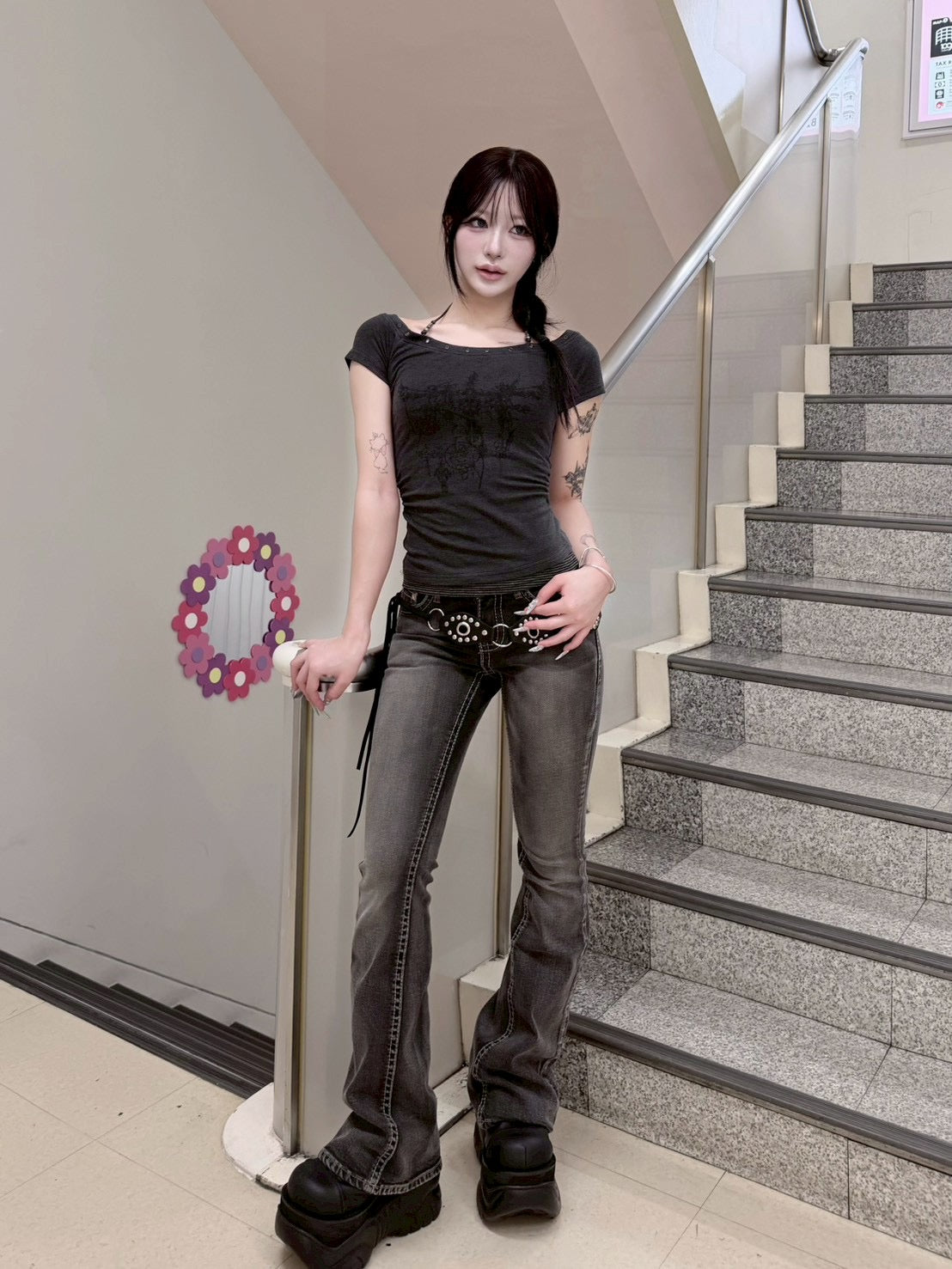 受注制【nmtc+】Anco Studded Halter Neck Tee (3color)