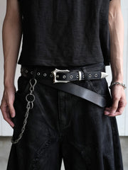 【CHIKASHITSU PLUS HIGH】Layered leather eyelet belt
