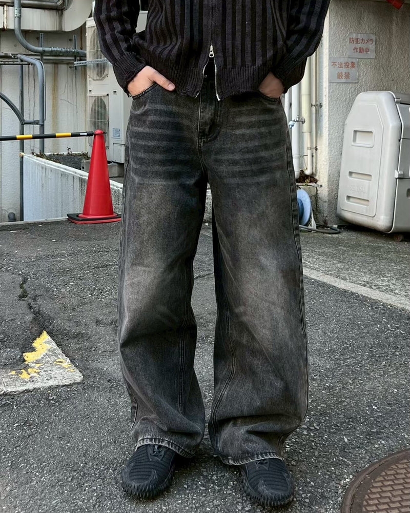 受注制【Chikashitsu +】brush wide leg denim pants (3color)