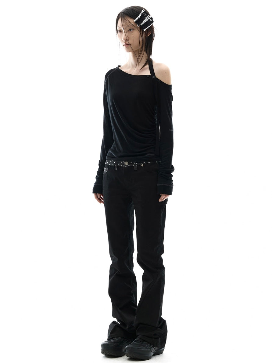 【OJOS】Star Trim Bootcut Trousers