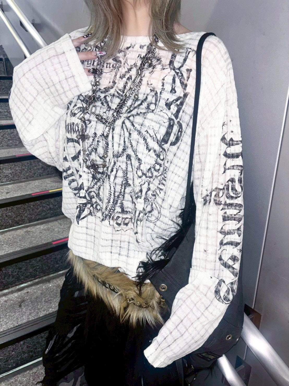 【BABY09】lettering see-through tops (2color)