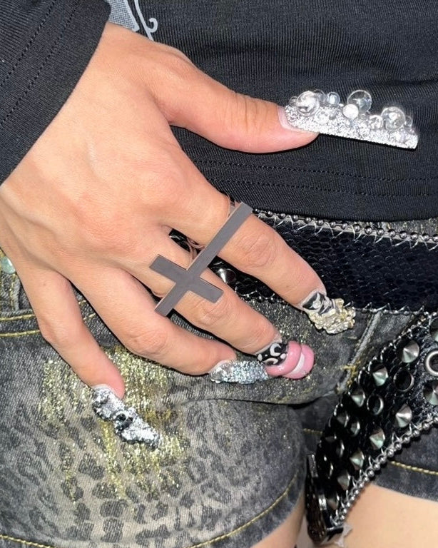 国際配送【BABY09】punk cross ring