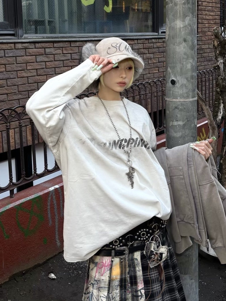国際配送【Never mind the XU】washed long sleeve (2color)