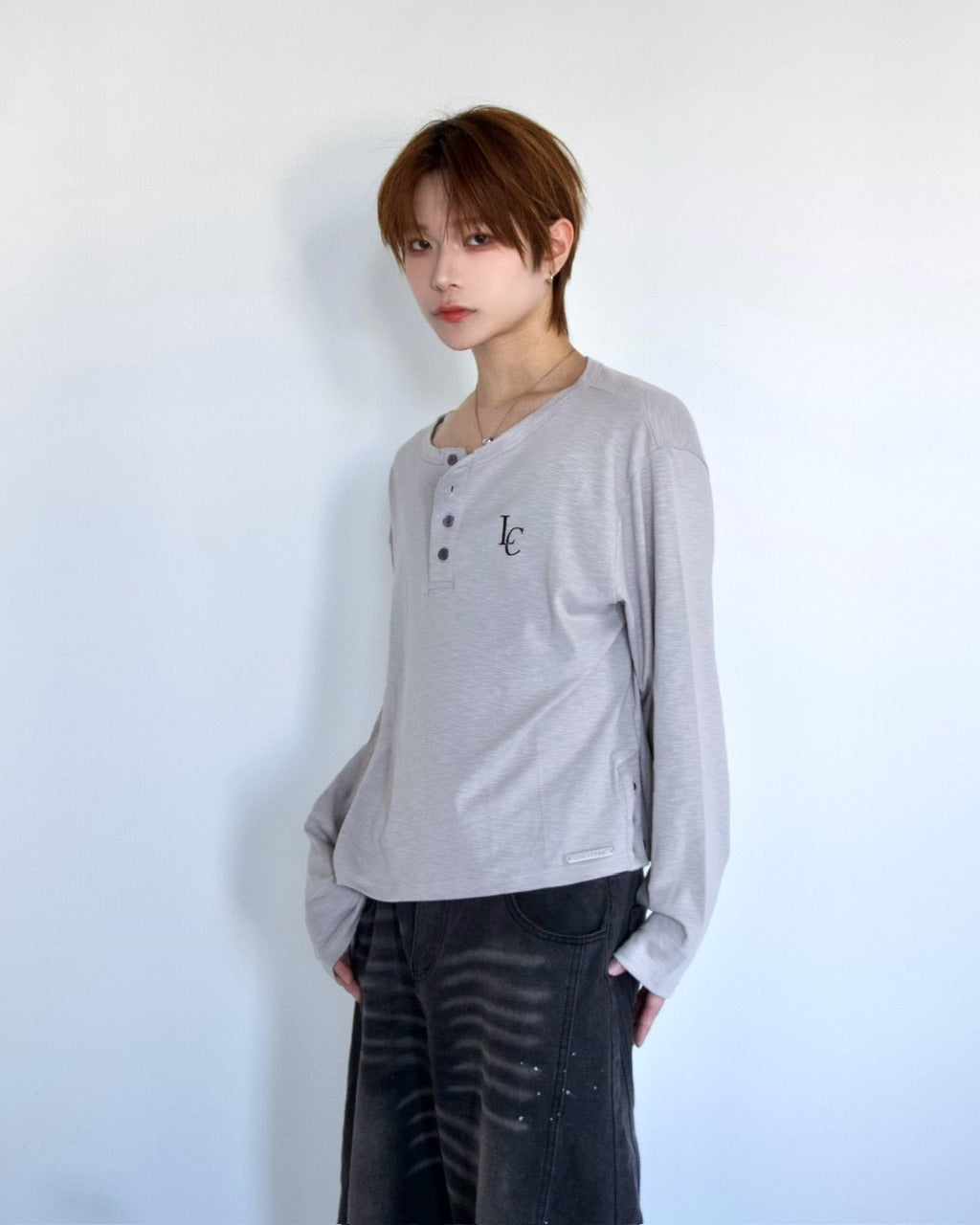 【LUV CODE】LC Button henley long sleeve tee (3color)