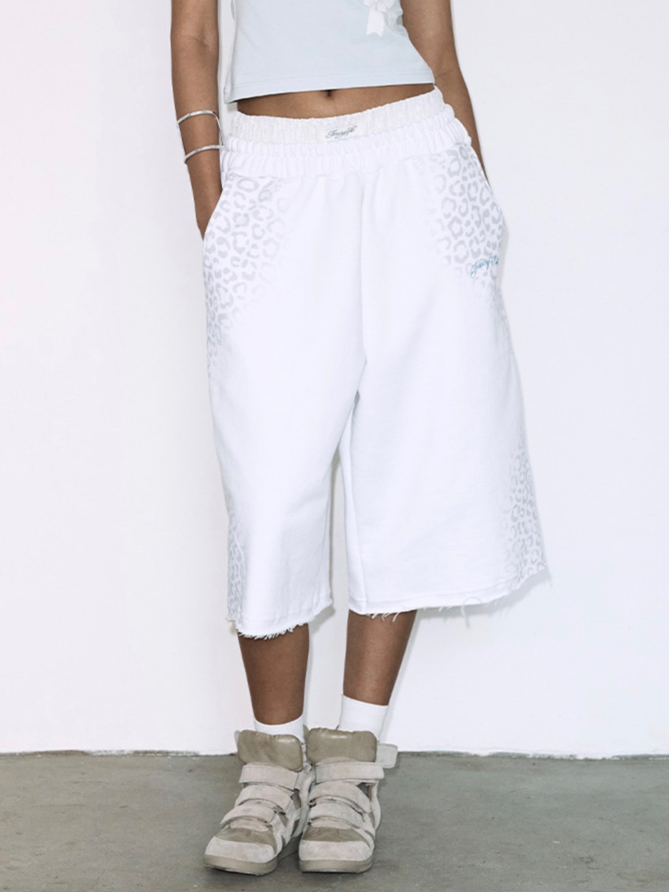 【FANCY CLUB】LEOPARD SAGGING BERMUDA PANTS