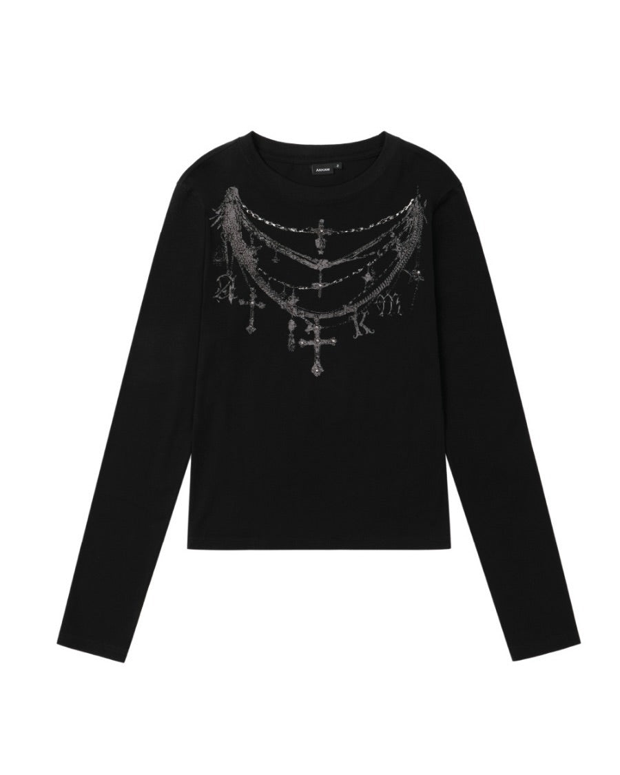 【AAKAM】Gothic Chain Printed Long Sleeve
