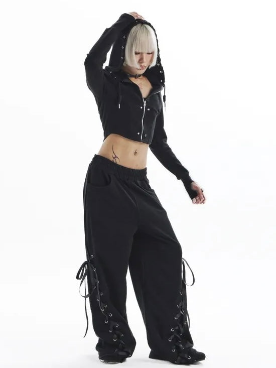 【KAIYA】tie me up hoodie zip-up
