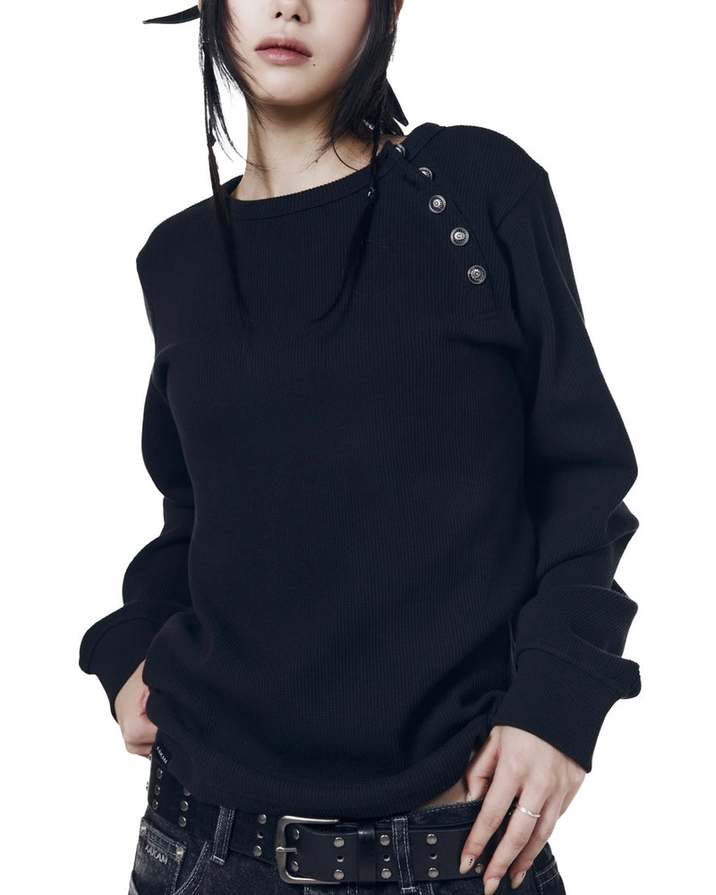 【AAKAM】Slant Henry Neck Long Sleeve