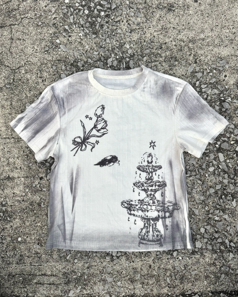 国際配送【RENOL】gradient graphic ribbed tee
