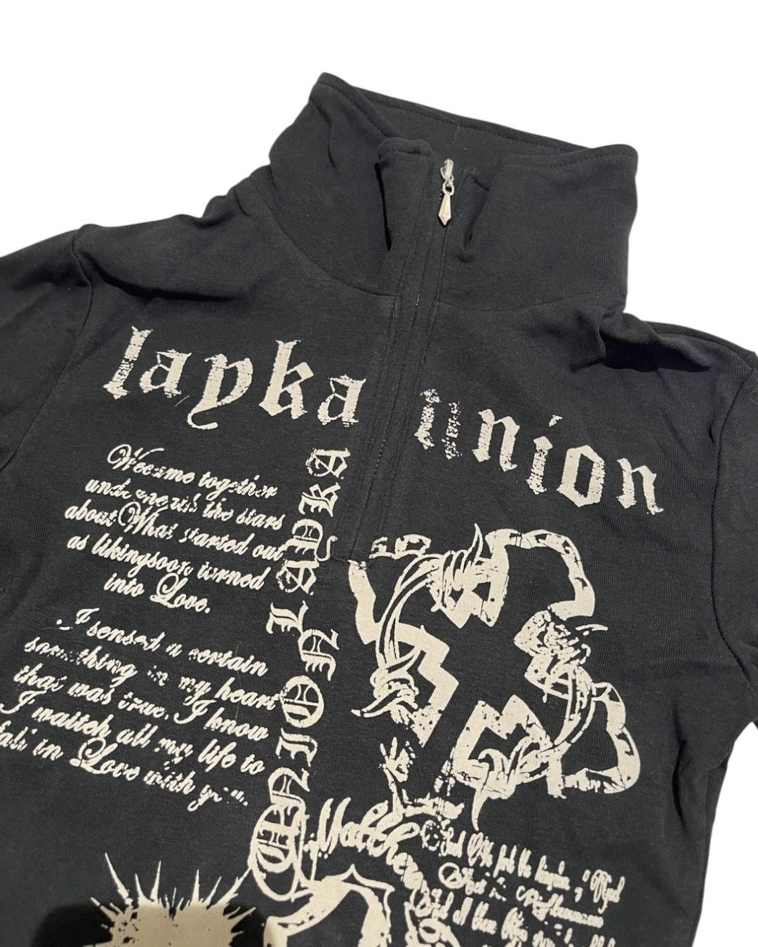 国際配送【BABY09】y2k print slim zipup top
