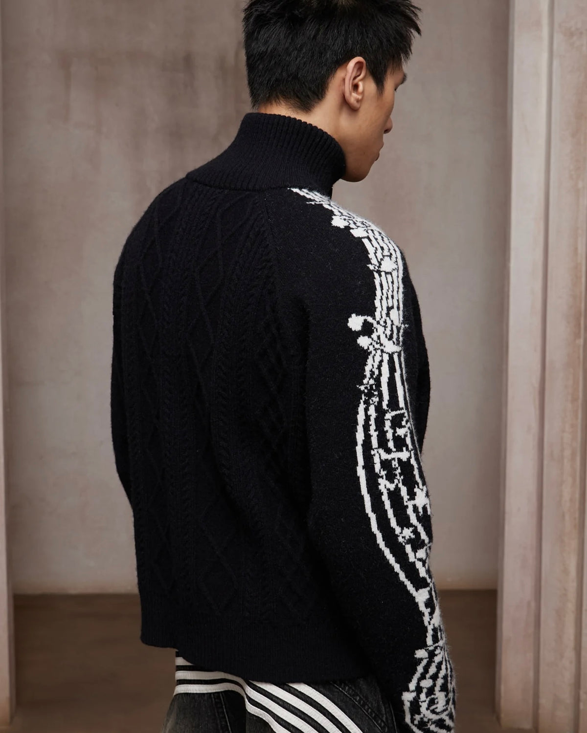 【DND4DES】Music Note Jacquard Knit Jacket
