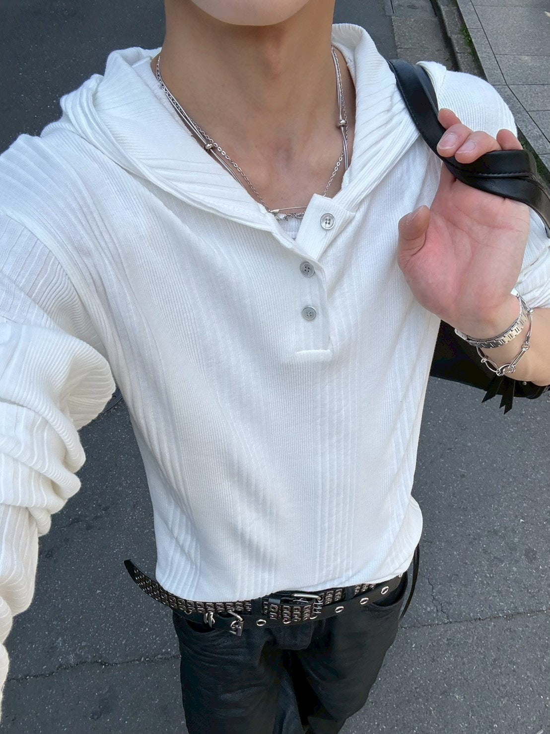 受注制【nmtc+】hooded henley neck long sleeve (3color)